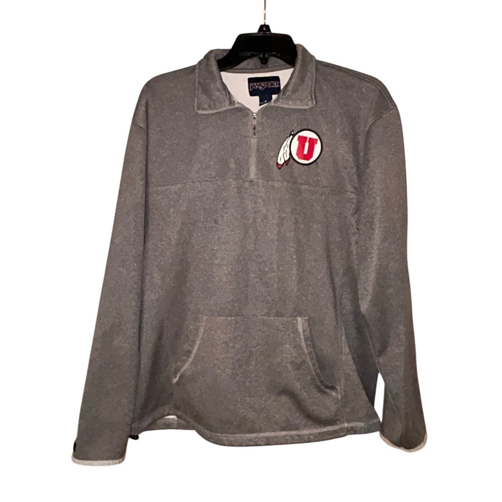 Jansport Utah Utes Front Back‎ Quarter Zip Fleece Pullover Womens Medium Gray